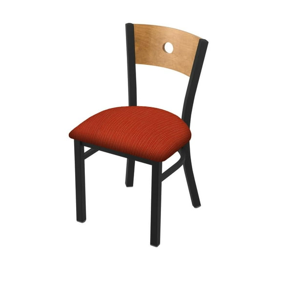Holland Bar Stool 630 Voltaire 18" Chair with Black Wrinkle Finish, Medium Back, and Graph Poppy Seat