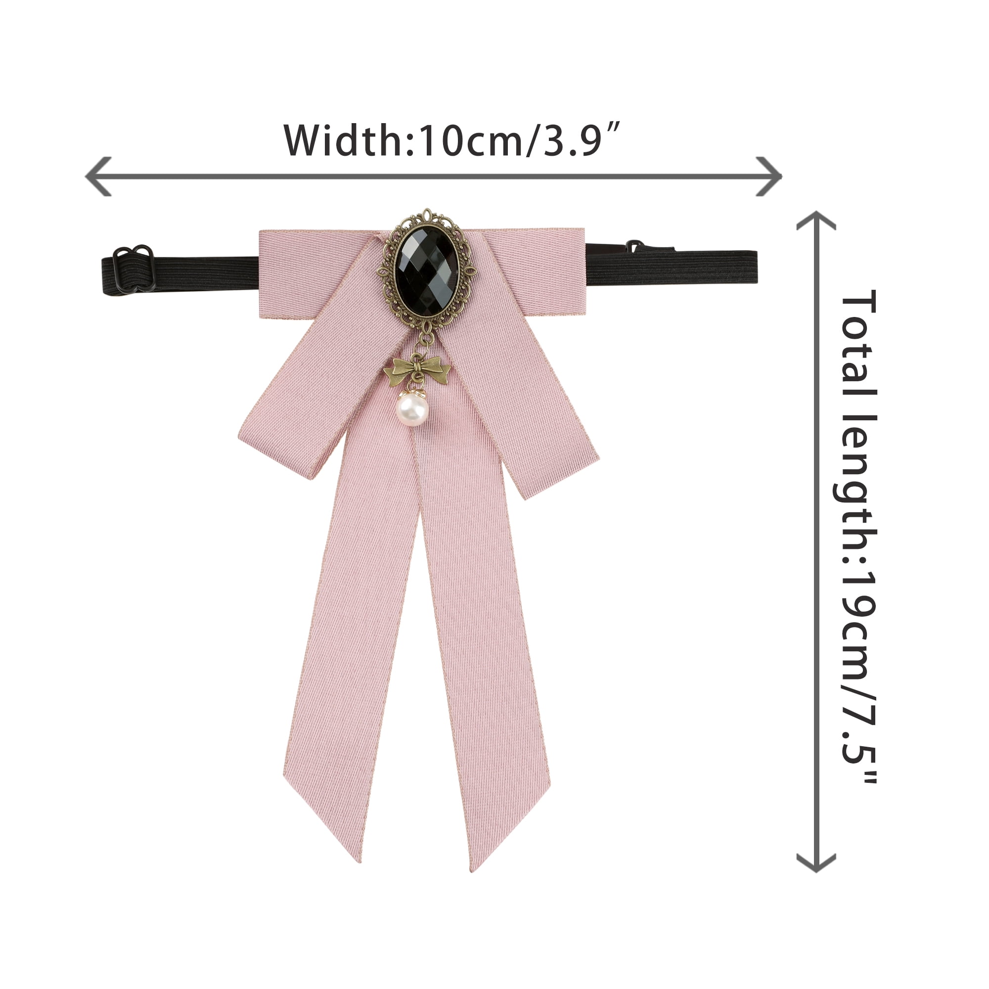 DARING DIVA Women's Ribbon Pre-tied Bow Ties with Chic Rhinestone Pink