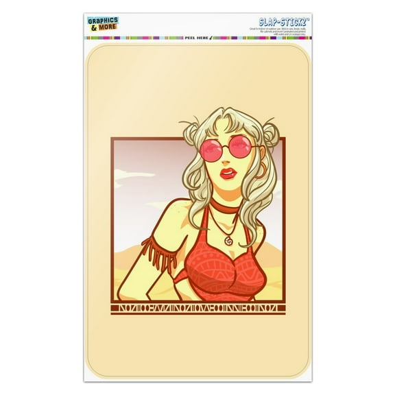 Boho Chic Bohemian  Fashionable Hippie Woman In Desert Home Business Office Sign