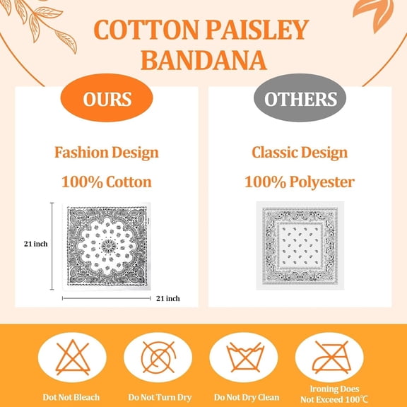 WEIFEI-24 Pack Bandanas Bulk 22x20 Inch Cotton Paisley Bandanas Headband Scarf for Men Women