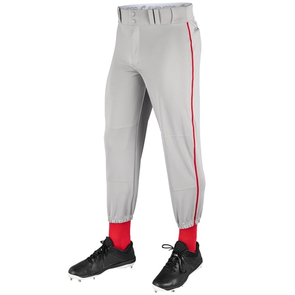 Dugout Pant with Pipe - GREY,SCARLETPIPE - L