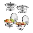 thumbnail image 1 of Gaderth Plats Ronds Anti-Frottement pour Buffet, Ensemble de Plats Anti-Frottement 5 Qt pour Buffet, Réchauds Alimentaires en Acier Inoxydable, Ensembles de Réchauds et Réchauffe-Buffets, Ensemble de Serveurs de Buffet avec Poêle à Nourriture et à Eau, Couvercle, Support à Carburant pour Fêtes, 1 of 7