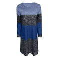 thumbnail image 4 of Women's Casual Dress Long Sleeve Round Neck Color Block Loose Fit Comfortable Midi Dress for Spring Fall Everyday,Blue,L, 4 of 5