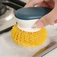 thumbnail image 3 of Kitchen Cleaning Tools Pan Scourer Brush Dish Washing Brush Cookware Scrubber Kitchen Cleaning Scrubbing Tool Blue yellow 1pcs, 3 of 9