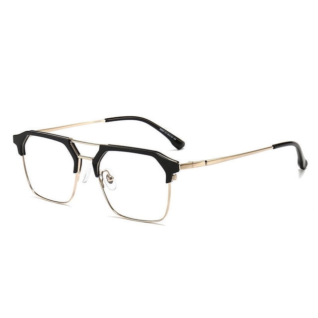 Gafas planas anti luz azul, bonitas gafas poligonales para hombre, montura de metal retro