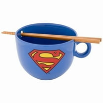 Superman 860925 Superman Logo Ramen Bowl with Chopsticks, Blue