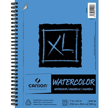 canson xl series watercolor textured pad, use with paint pencil ink charcoal pastel and acrylic, side wire bound, 140 pound, 7 x 10 inch, 30