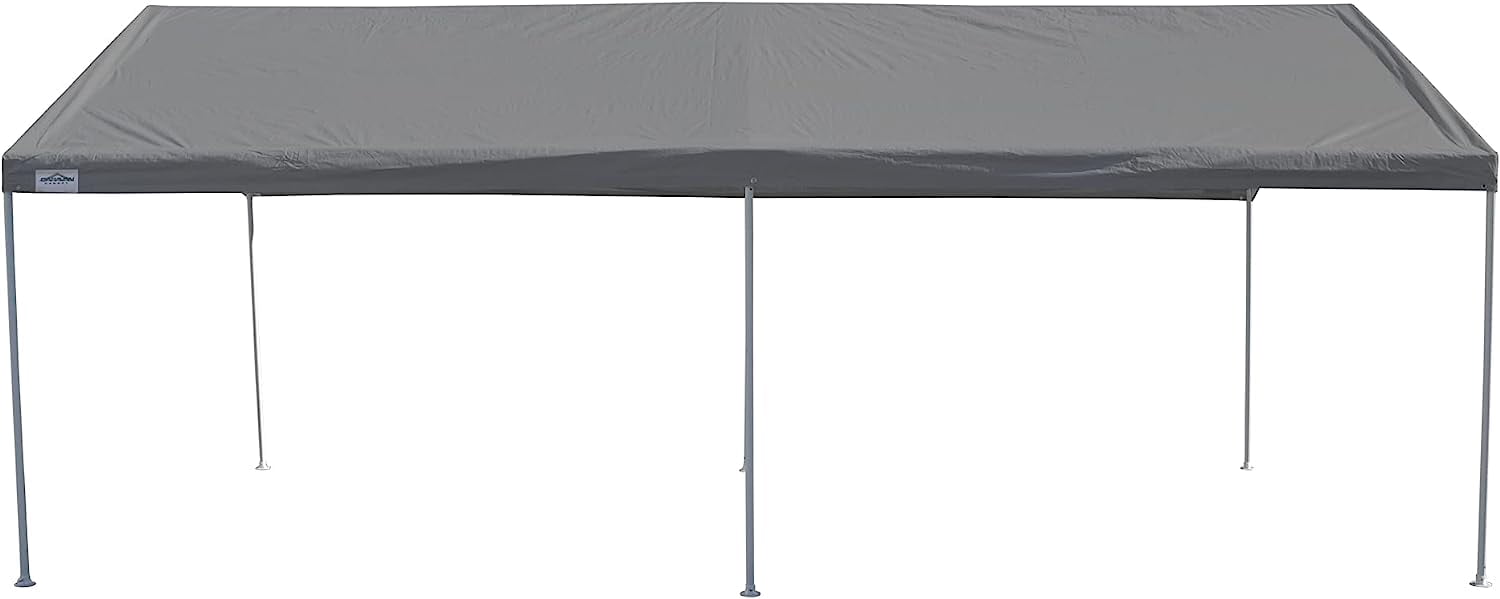 Caravan Canopy Domain Basic Carport Shelter 10' X 20' Gray. 200 Sq. Ft. of Shade, Powder-Coated Steel Frame, 6-Leg Design