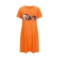 thumbnail image 2 of Sakmal Oversized Night dress for Women Cozy Orange Christmas Lightweight Pajama Dress Short Sleeve Short Crew Neck Graphic Nightgowns S-2XL, 2 of 5