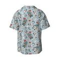 thumbnail image 5 of KLL Winter Gnome And Snowman Print Men's Shirt Short Sleeve Button Down Summer Cuba Beach Shirts- Medium, 5 of 5
