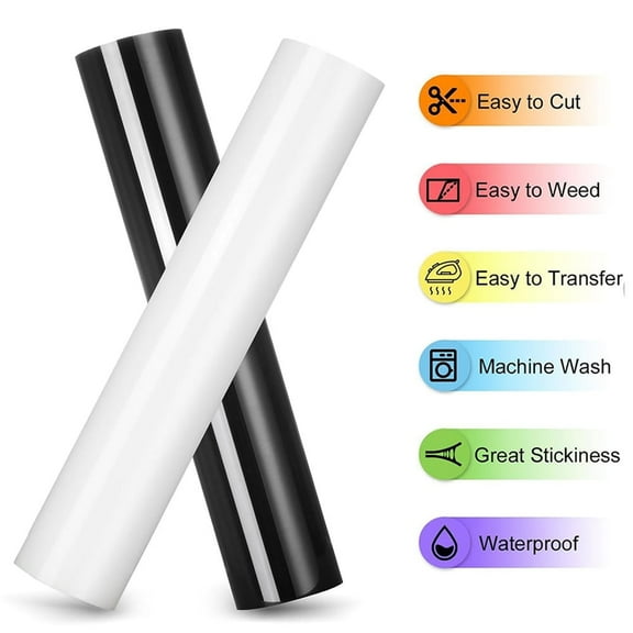TIANLAIMEI 12" x 11.8ft Heat Transfer Vinyl Roll for T-Shirts, Iron On Vinyl, Cricut, Silhouette Cameo or Heat Press Machine