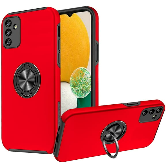 For Samsung Galaxy A13 5G Hybrid 360 Degree Rotatable Metal Invisible Ring Stand Holder Fit Magnetic Car Mount Shockproof Slim Cover ,Xpm Phone Case [Red]