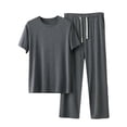 thumbnail image 1 of Men's Lounge Set, Modal Fabric Tracksuit with Short Sleeve Round Neck, Athleisure Wear Casual Outfit for Summer, Comfortable Two Piece Set for Home Relaxation or Light Activity, 1 of 5