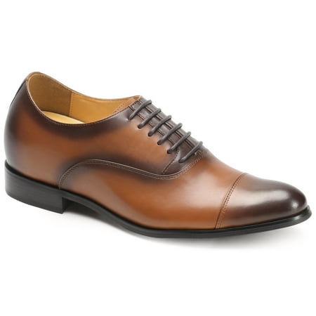 

CMR CHAMARIPA Invisible Height Shoes for Men Elevator Shoes Men Increasing Height Shoes Make Men Taller Brown Wedding Shoes 7CM/ 2.76 Inches