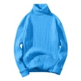 thumbnail image 2 of JTieacloth Mens Turtleneck Sweaters Casual Cable Knit Pullover Stretchy Sweaters Knitwear Fall Winter Layering,Blue, 2 of 4