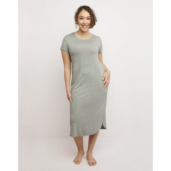 Maidenform Scoopneck Tee Maxi Dress Heather Grey Women's Size 1X