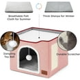 thumbnail image 3 of Cat Beds for Indoor Cats - Large Cat Cave for Pet Cat House with Fluffy Ball Hanging and Scratch Pad, Foldable Cat Hideaway,16.5x16.5x13 inches,Pink, 3 of 14