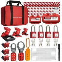 Lockout Tagout Kit, Electrical 4 Keyed Different LotoSafety Padlocks, Hasps, Plug Lockout, Clamp