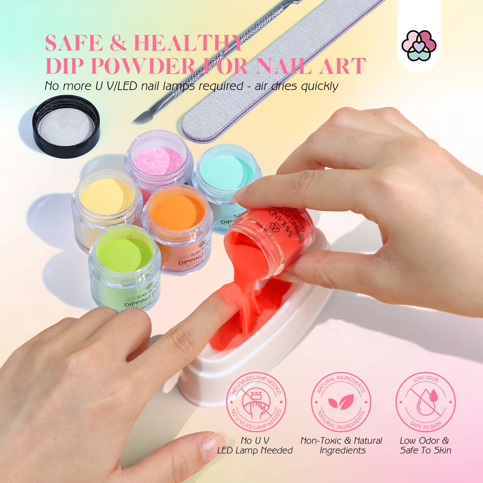 Saviland 29Pcs Dip Powder Nail Kit with Everything - 20 Colors Dipping Nail Powder Kit with Base and Top Coat Activator Brush Saver Dip Powder Liquids Set