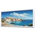thumbnail image 2 of Designart "Serene Syros Landscape II" Oversized Coastal Framed Wall Art - Coastal Blue Coastal Port Living Room Framed Canvas Art, 2 of 6