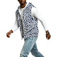 thumbnail image 4 of FENGYOU Mens Sleeveless Zip Up Hoodie Vest Casual Athletic Hooded Jacket with Leopard Print Lightweight Fleece Outerwear Sky Blue XL, 4 of 5