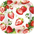 thumbnail image 4 of Fruit Strawberry Birthday Paper Plates Napkins Summer Fruit Disposable Tableware Set Party Supplies Strawberry Theme Dinnerware Serves 24 Guests for Audlts Kids Baby Shower Birthday 88PCS, 4 of 9