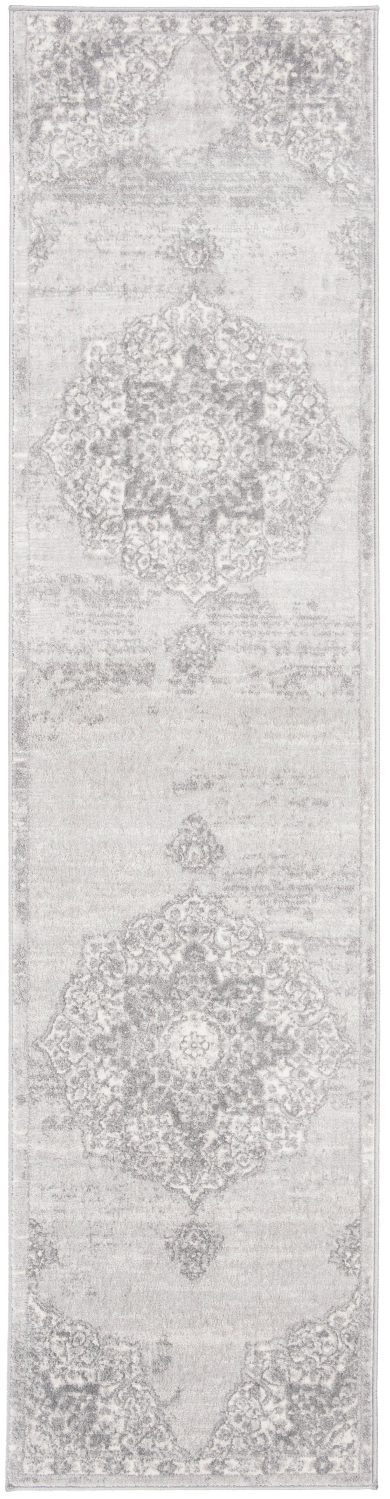 SAFAVIEH Brentwood Dimitri Floral Bordered Runner Rug, 2' x 20', Grey/Ivory