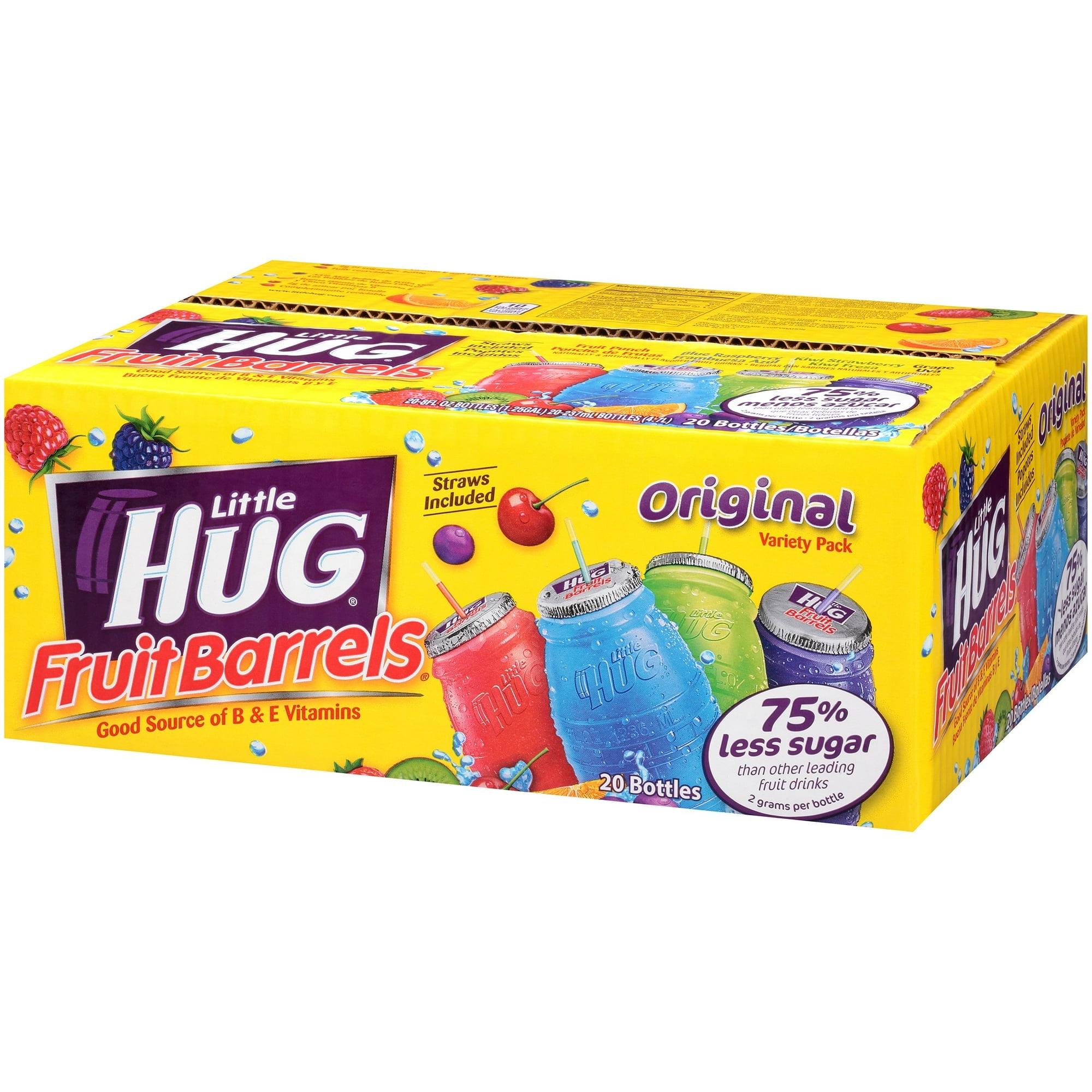 Little HUG Fruit Barrels, Original, Shelf Stable Kids Drinks Variety Pack, 20 Count, 8 fl oz Bottles