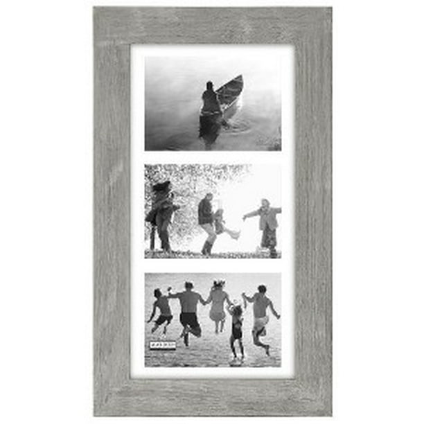 THREE OPENING 5X7 GREY MATTED COLLAGE FRAME