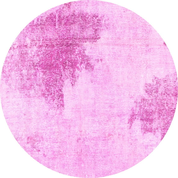 Ahgly Company Indoor Round Solid Pink Modern Area Rugs, 6' Round