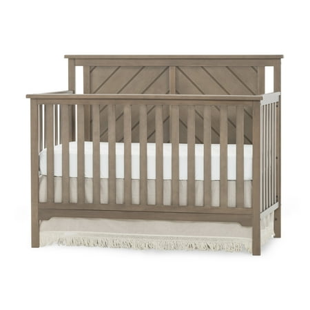 Hampton 4 In 1 Convertible Baby Crib Flat Top In Dusty Heather