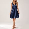 thumbnail image 5 of Tranfacy Women Summer Sleepshirt Solid V Neck Sleeveless Satin Dress Breathable Casual Home Attire, 5 of 5