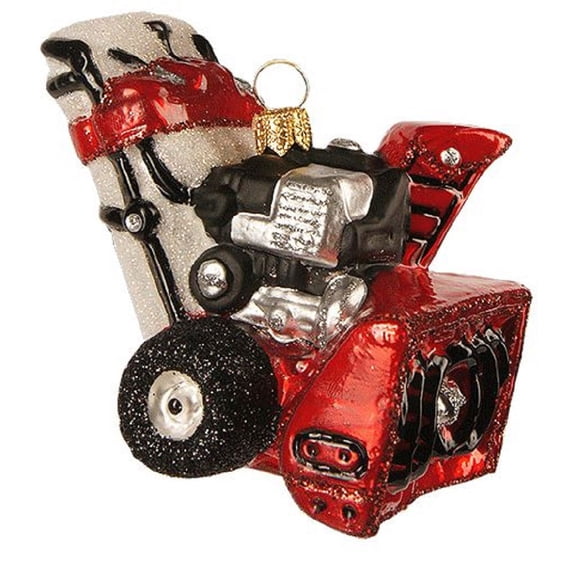 Red Snow Blower  Polish Glass Christmas Tree Ornament Snowblower Made in Poland