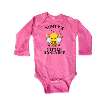 

Inktastic Cute Bee Aunty s Little Honeybee with Stars Gift Baby Boy or Baby Girl Long Sleeve Bodysuit