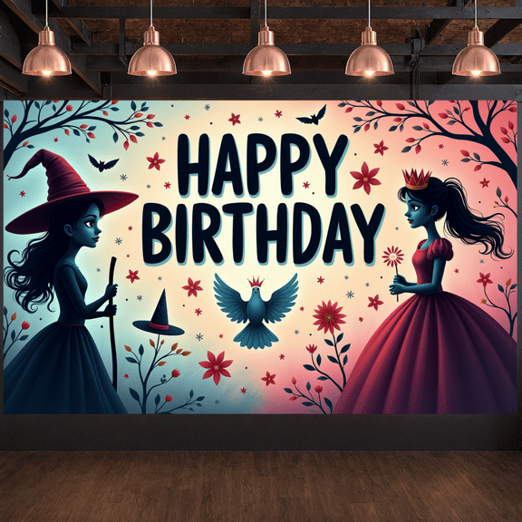 Witch Theme Banner Fairy Magic Halloween Decoration for Kids Party Fantasy Celebration