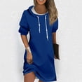 thumbnail image 2 of Strungten Women's Fashion Casual Solid Color Long Sleeve Drawstring Hoodie Sweatshirt Dress long dresses for women formal, 2 of 5