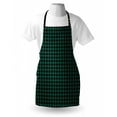 thumbnail image 4 of Abstract Apron, Scottish Tartan Like View Repeating Squares, Unisex Kitchen Bib with Adjustable Neck for Cooking Gardening, Adult Size, Dark Teal Charcoal Grey, by Ambesonne, 4 of 4