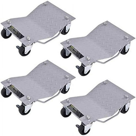 4 Pieces Tire Wheel Car Dollies, Wheel Dollies Set of 4 Dolly Vehicle Car Casters, 6000lbs Capacity Heavy Duty Tire Skates Dolly (Gray)