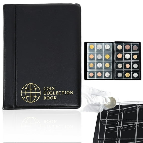 Coin Storage Album - 120 Pockets Coin Collecting Holder for Collectors Black