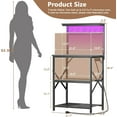 thumbnail image 2 of Bakers Rack with Power Outlet and LED Light, Small Coffee Bar Station with 4 Tier Shelves, Microwave Stand Table with 6 S Hooks, Kitchen Storage Rack for Spices, Pots, Black Oak, 2 of 8