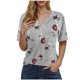 thumbnail image 1 of Blusas de Manga Corta para las Mujeres Impresas Cuello Redondo Casual Top, Blusa de Algodón de Imitación para el Hogar Y Diario, 1 of 4