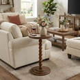 thumbnail image 3 of HDUTNGISN Round Side Table for Small Spaces,Modern Coffee End Table with Soild Wood Leg,Anthropologie Furniture,Solid wood,Brown, 3 of 16