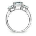 thumbnail image 2 of 14K White Gold Ring Band Moissanite Octagon Emerald Trillion, Size 8, 2 of 6