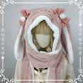 thumbnail image 4 of Gorro de felpa con Orejas de conejo lolita japonés, gorro kawaii, bufanda, guantes, tríada, gorra de ciclismo, sombreros de invierno para estudiantes, 4 of 6