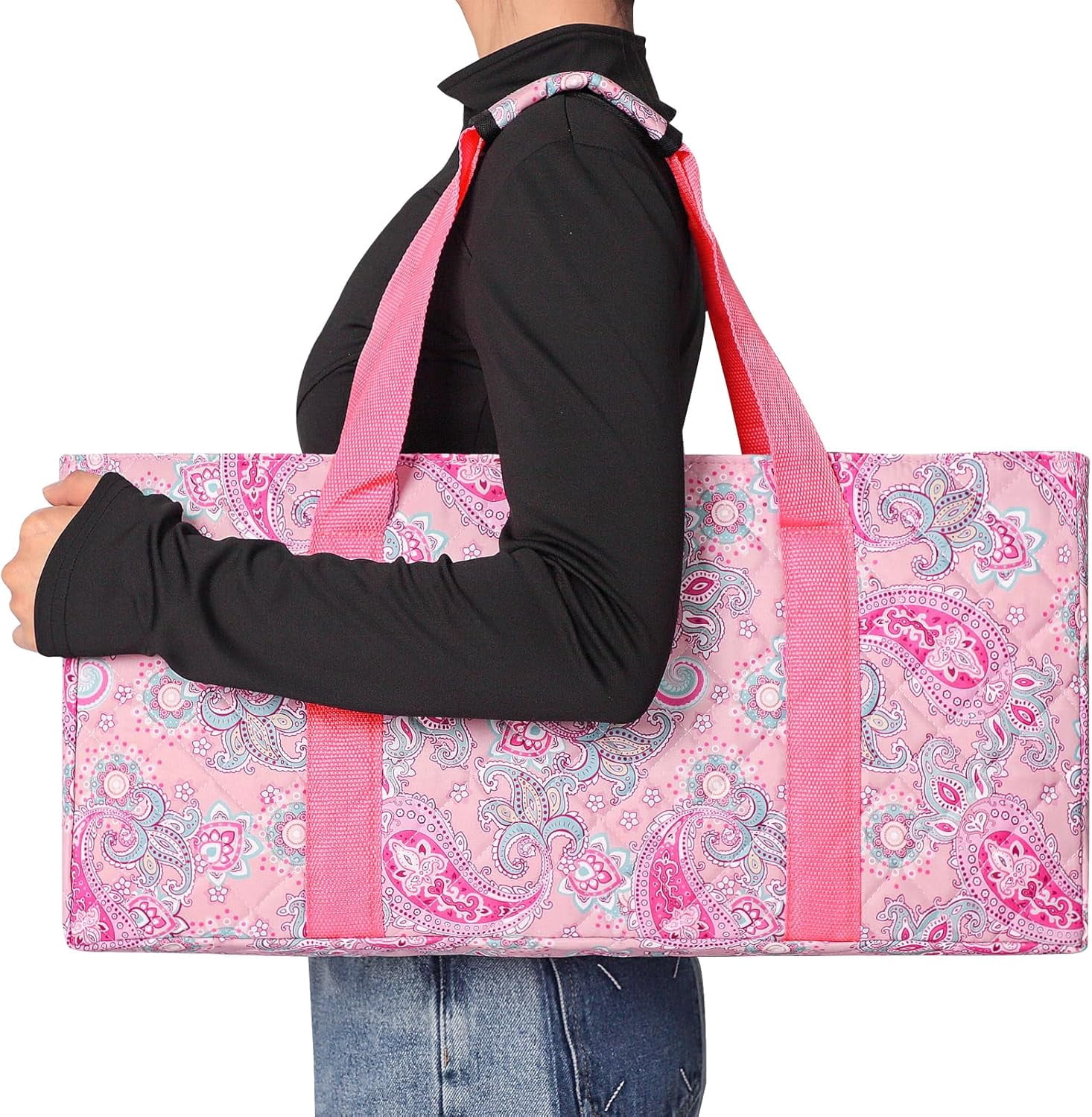 Empty Mahjong Bag, Pink Printed American Mahjong Bag with Two Wrappers (Case Only)