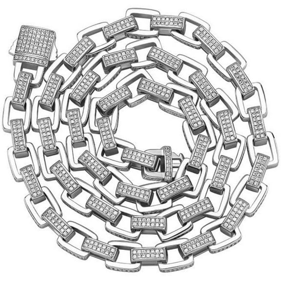 14K Gold Over 925 Silver 8mm Hip-Hop Style Jewelry, Micro-Inlaid Mossanite Necklace Cuban Chain, Complete Your Look with this Perfect Pair,Dad Gift