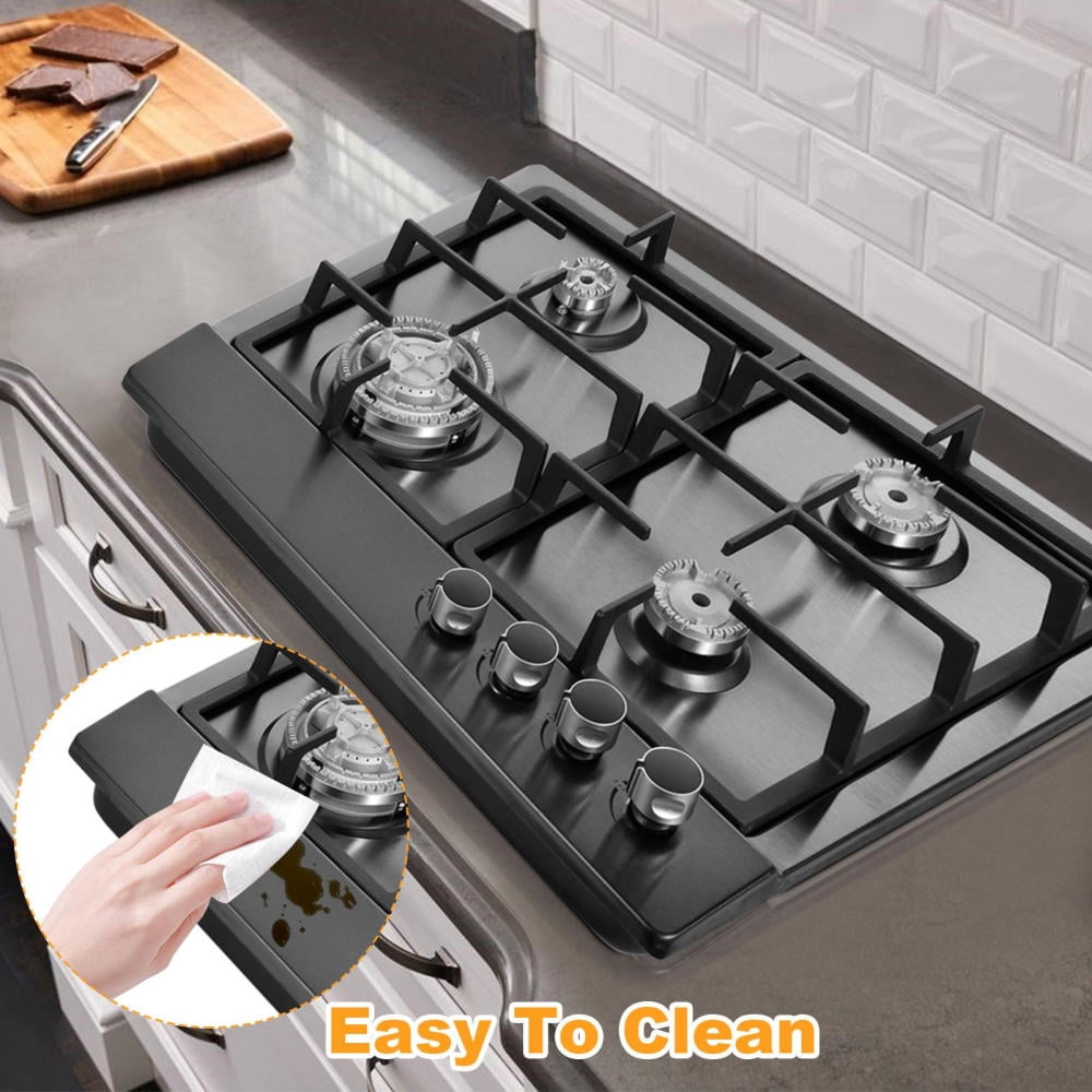 Tohu Stainless Steel Stove 1.75kW 4-Burner Closed Chassis Propane Cooktop for Outdoor/Indoor Cooking