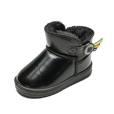 

Snow Boots Waterproof for Kids Boys Girls Thick Fur Lined Warm Winter Velcro Mid Calf Ankle Booties Anti Slip
