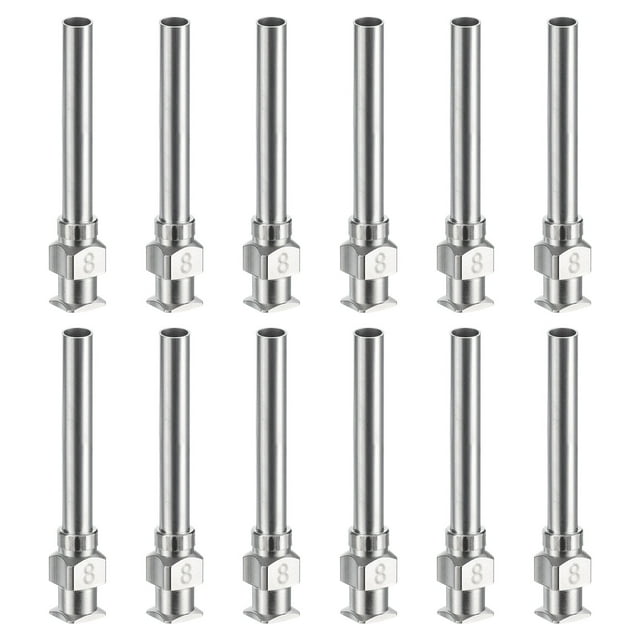 Unique Bargains 12 Pcs 8G 1 Inch Blunt Tip Dispensing Needle with Lure Lock for Refilling Liquid Inks Adhesives