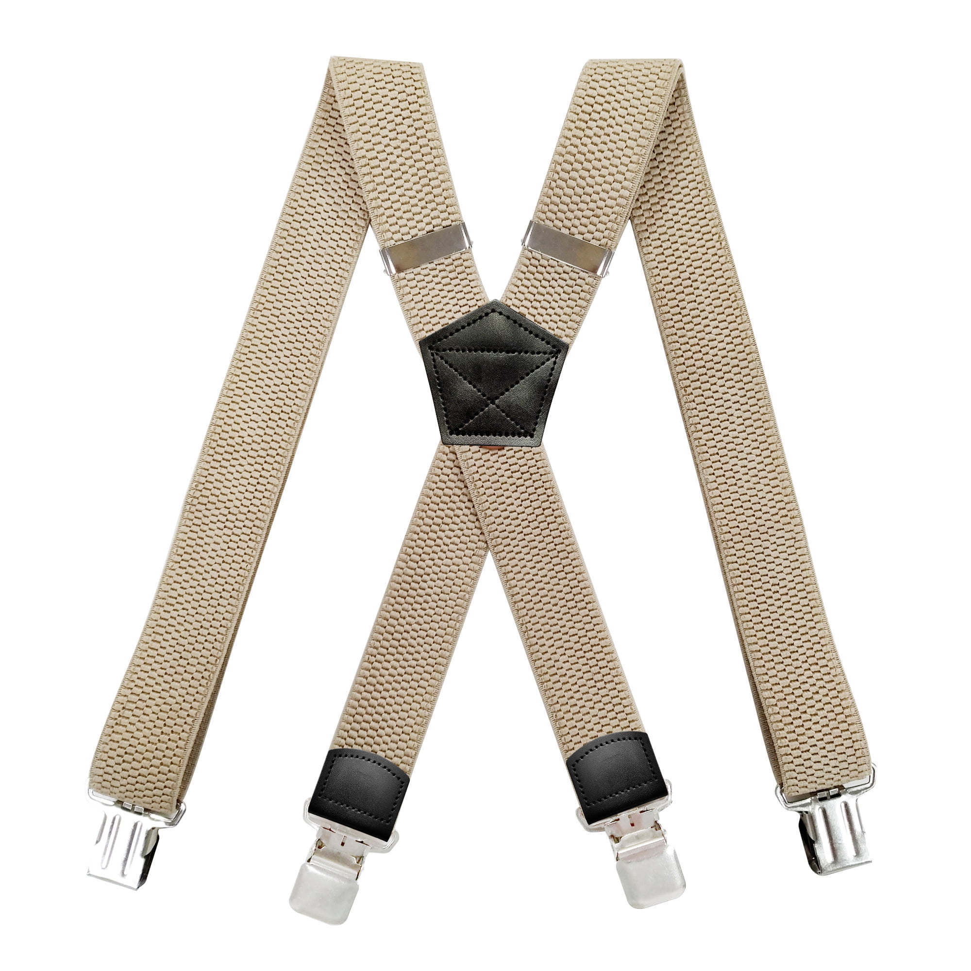 Men's Suspenders Fully Elastic 1 1/2 inch Wide X Back Heavy Duty